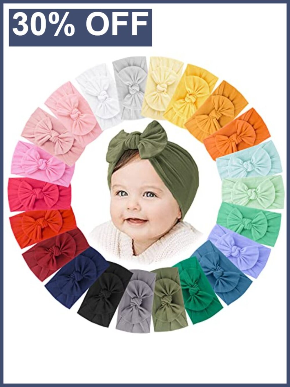 Baby Girl Headbands Set of 22 Nylon Stretch Hair Bows